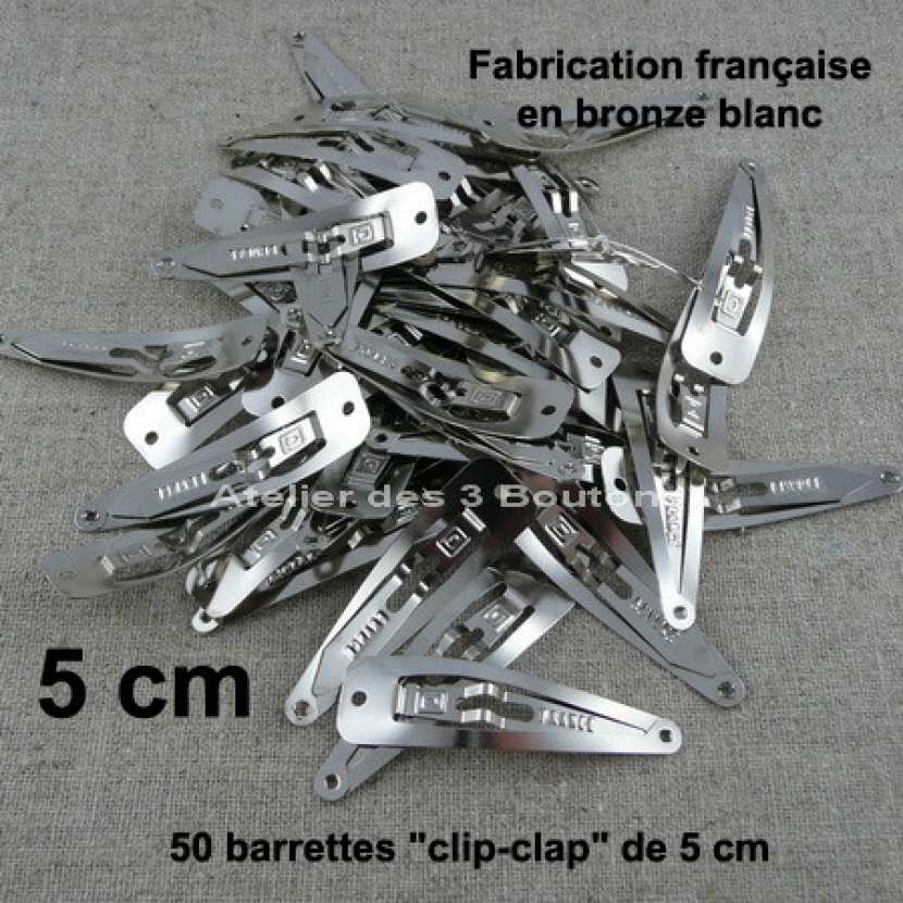 50 Barrettes à cheveux 5 cm "clipclap"